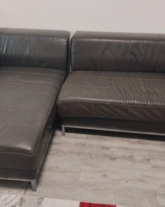 Divano in vera pelle marrone 