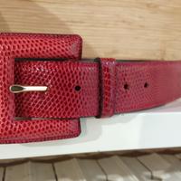 Cintura in vero pitone rosso lucido Made in Italy