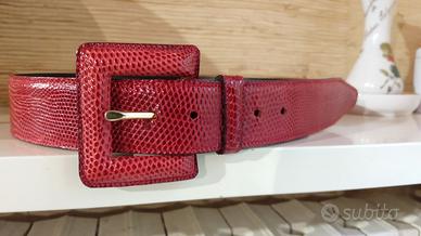 Cintura in vero pitone rosso lucido Made in Italy