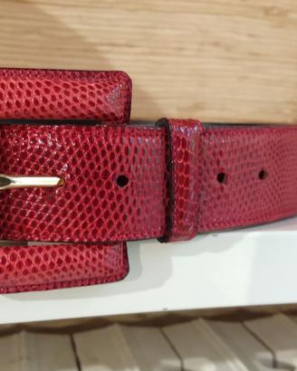 Cintura in vero pitone rosso lucido Made in Italy