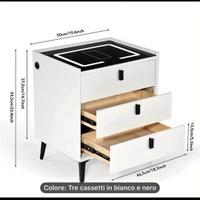 comodino con luci led e carica wireless 
