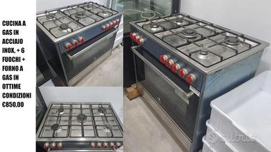 CUCINA A GAS IN ACCIAIO INOX, + 6 FUOCHI