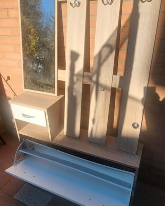 Scarpiera con appendiabiti e specchio