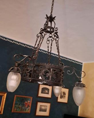 lampadario ferro battuto 