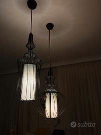 lampadario Cathedral in ferro e tessuto vintage 