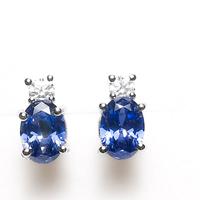 Orecchini Oro Bianco 18 KT Diamanti e Tanzanite 