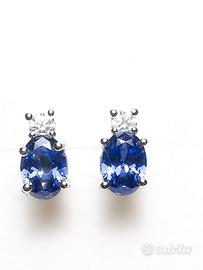 Orecchini Oro Bianco 18 KT Diamanti e Tanzanite 