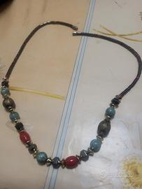 collana artigianale in ematite con pietre dure 