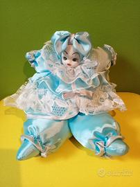 Bambola Pierrette in ceramica e pizzo