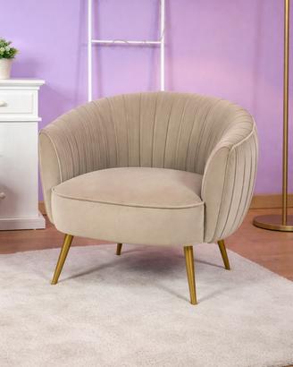 Poltrona di design in velluto beige