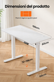 Scrivania Elettrica Regolabile in altezza 100x60