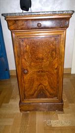 Comodino stile cappuccino francese radica di noce