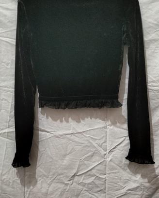 Crop Velluto Nero Love sexy  Money Vintage Y2k