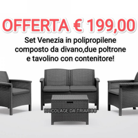 Set divanetto, poltrone,tavolino apribile e cuscin