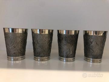 Set 4 bicchieri da Caccia in peltro