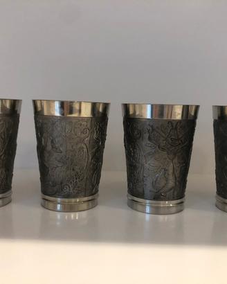Set 4 bicchieri da Caccia in peltro