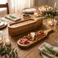 SET DI 4PZ. VASSOI OVALI DA APERITIVO IN ROVERE