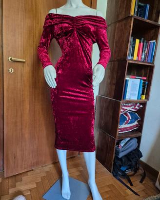 Stupendo vestito velluto rosso elasticizzato