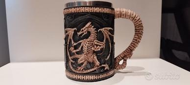 boccale birra drago scheletro