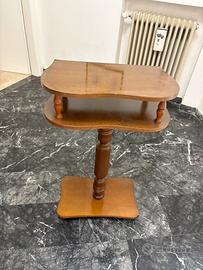 Tavolino Portatelefono Vintage a Fagiolo in Legno