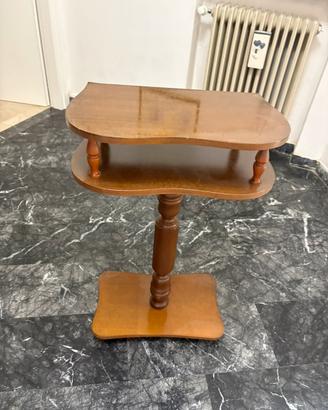 Tavolino Portatelefono Vintage a Fagiolo in Legno