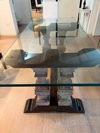 Tavolo piano di cristallo