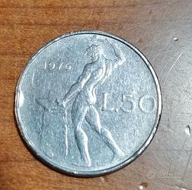 moneta da 50 lire dell'anno 1976