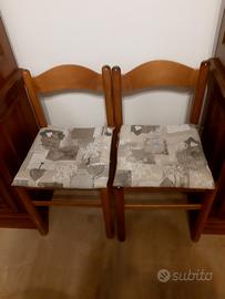 6 sedie in legno massello con seduta imbottita