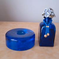 Porta candela e porta profumo/essenza blu