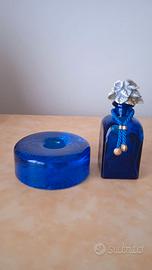 Porta candela e porta profumo/essenza blu