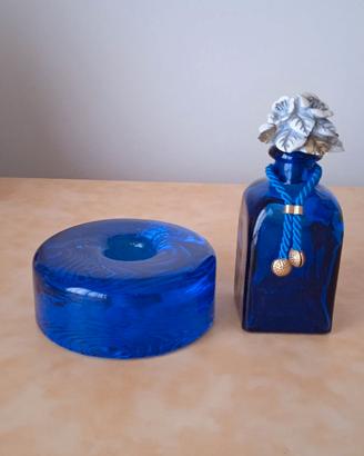 Porta candela e porta profumo/essenza blu