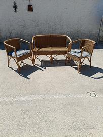 divano da giardino in vimini 