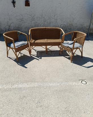 divano da giardino in vimini 