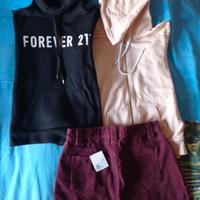 FOREVER 21 = N. 2 felpe con cappuccio+ girt gonna