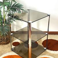 Tavolino in Acciao cromato con vetri Fumè anni 60