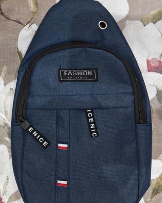 Borsello Monospalla Uomo Blu Nuovo con Foro Cuffie