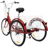 Bici ganna rossa tre ruote con cestello posteriore