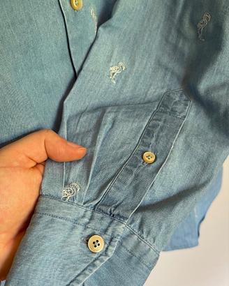 Camicia Xacus Tailor Fit – Denim Effetto Schiarito