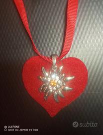 COLLANA CIONDOLO A CUORE FELTRO CON EDELWEISS 
