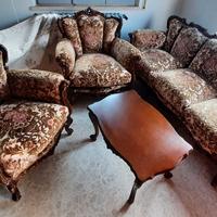 Salotto barocco: divano 3p + 2 poltrone + tavolino