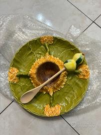 Piatto decorativo girasole in ceramica