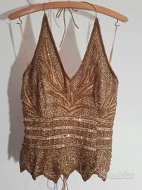 Top paillettes in seta