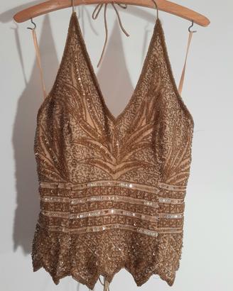 Top paillettes in seta