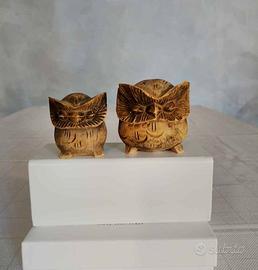 Deliziosa coppia di gufi / civette decorative vint