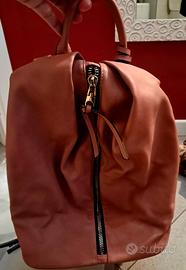borsa zaino donna rosa antico ecopelle