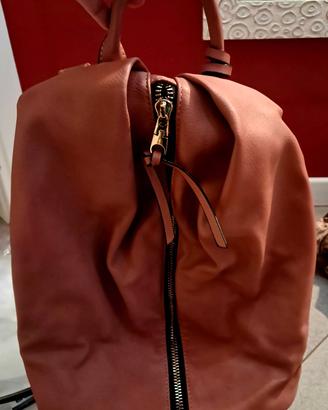 borsa zaino donna rosa antico ecopelle