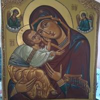 Icona Madonna dipinta a mano da rinomato iconograf