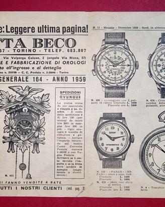 Catalogo generale 164 ditta Beco - dicembre 1959
