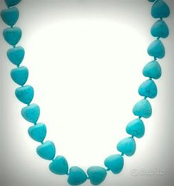 Collana cuori in pasta di turchese cm 90