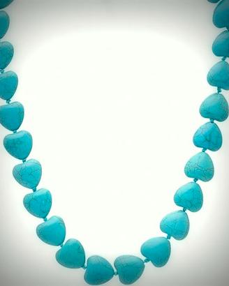 Collana cuori in pasta di turchese cm 90